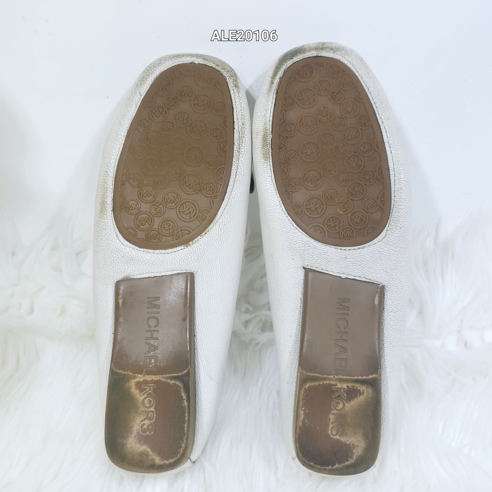 Michael Kors Mocassines Hamilton Cream whith Logo MK Size 8.5M - Picture 11 of 13